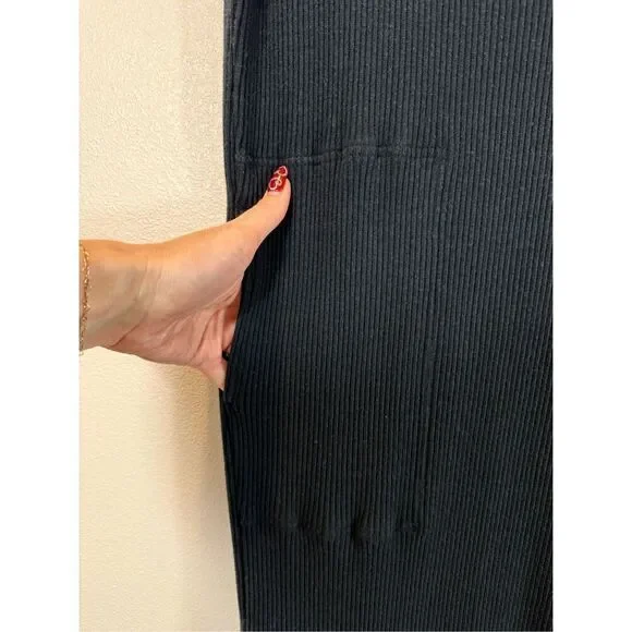 Free People Beach Black Cotton Short Sleeve Midi V-Neck Dress Women’s Small - Picture 4 of 13